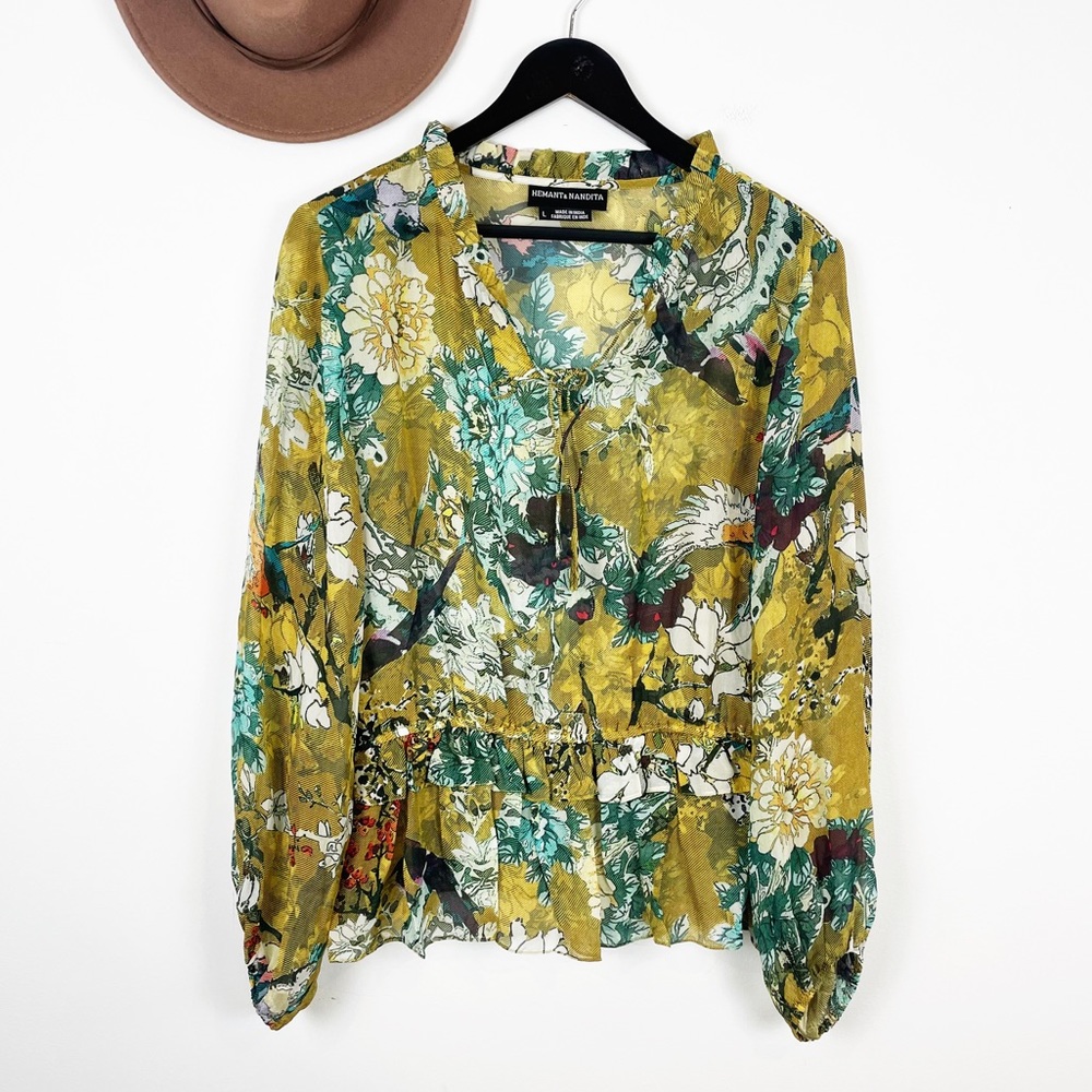 Hemant and Nandita Keystone Silk Blouse Size L